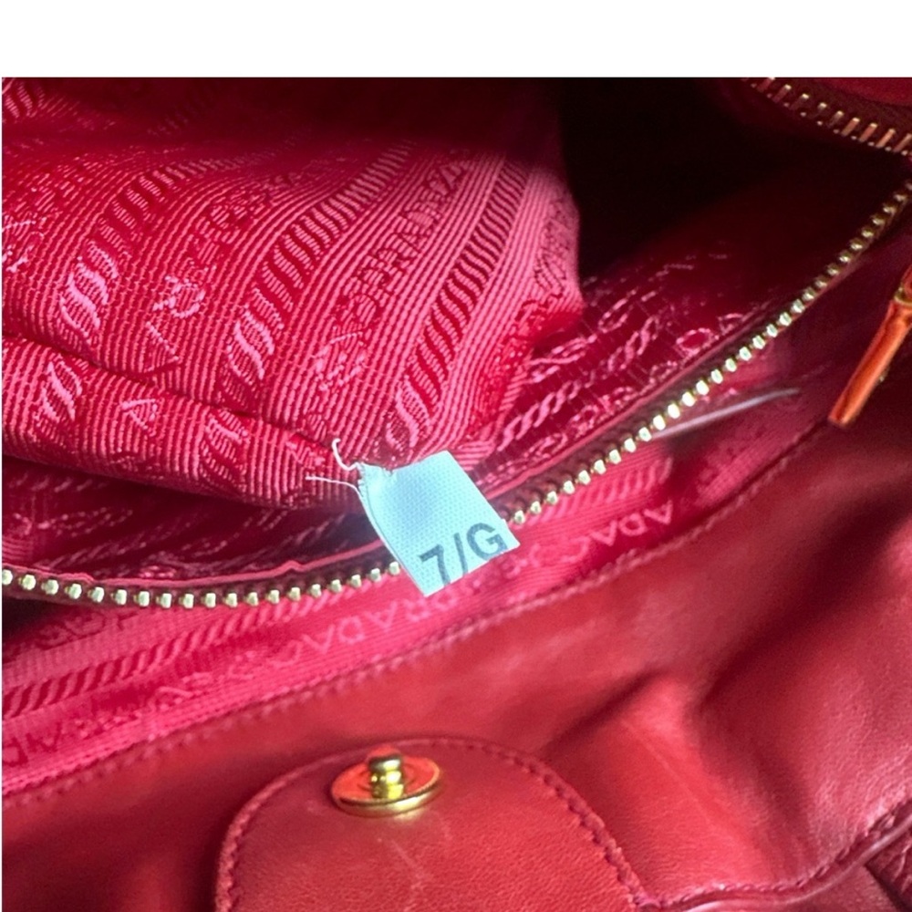 Prada Red Bow Leather Shoulder Bag - Picture 15 of 16